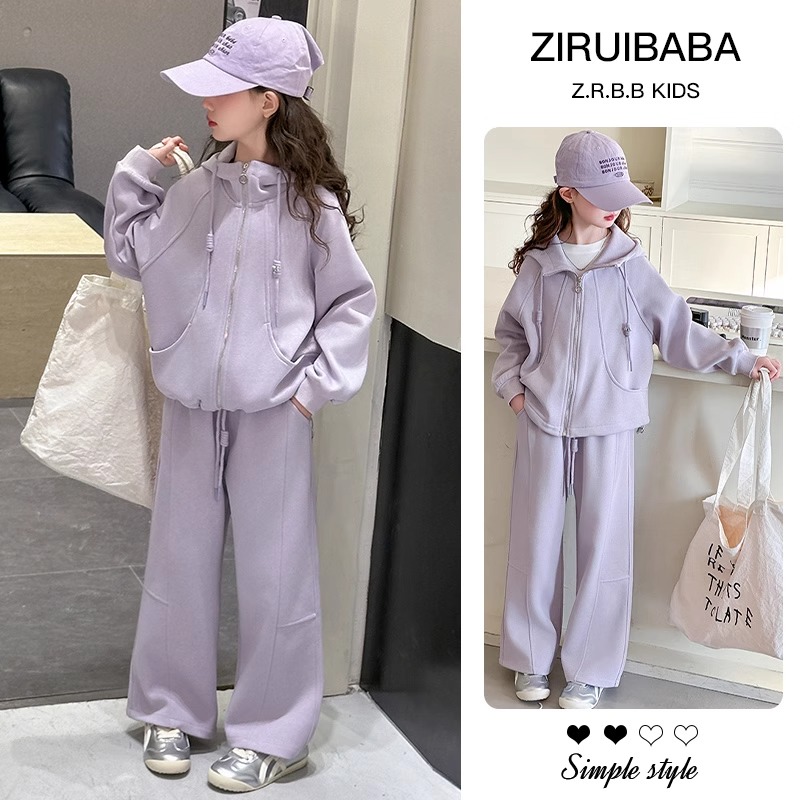 女童春装运动卫衣套装2025新款大童女孩春秋款时髦洋气休闲两件套