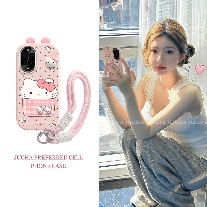 杯子蛋糕KT猫适用苹果16pro手机壳女防摔opporeno14小众vivox200s