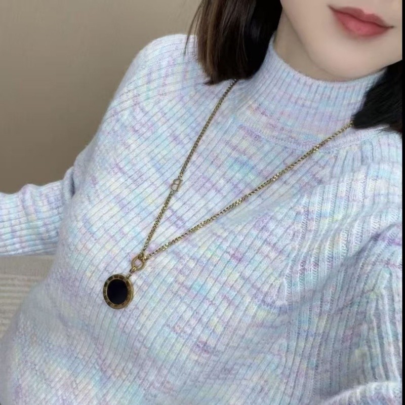 不褪色毛针织衫幻彩针织针织衫常规秋冬韩版立领半高领毛衣ins