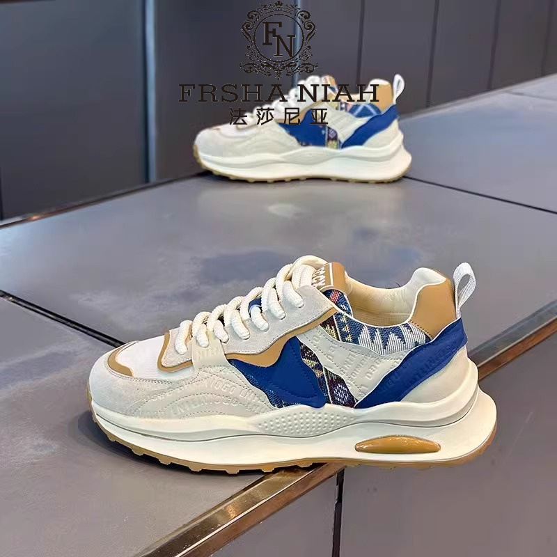 法莎尼亚潮牌男鞋冬季加绒刺绣老爹鞋男士韩版百搭厚底运动休闲鞋