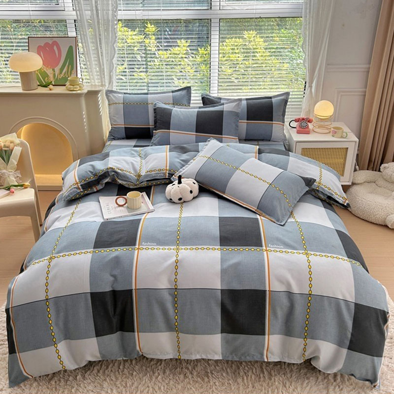 二嫂家纺2025年植物羊绒四件套加厚斜纹磨毛被套套件格子床品简约