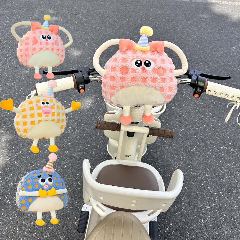 电动车前置儿童座椅防撞垫可爱公仔电瓶车防撞头保护垫加厚护头枕