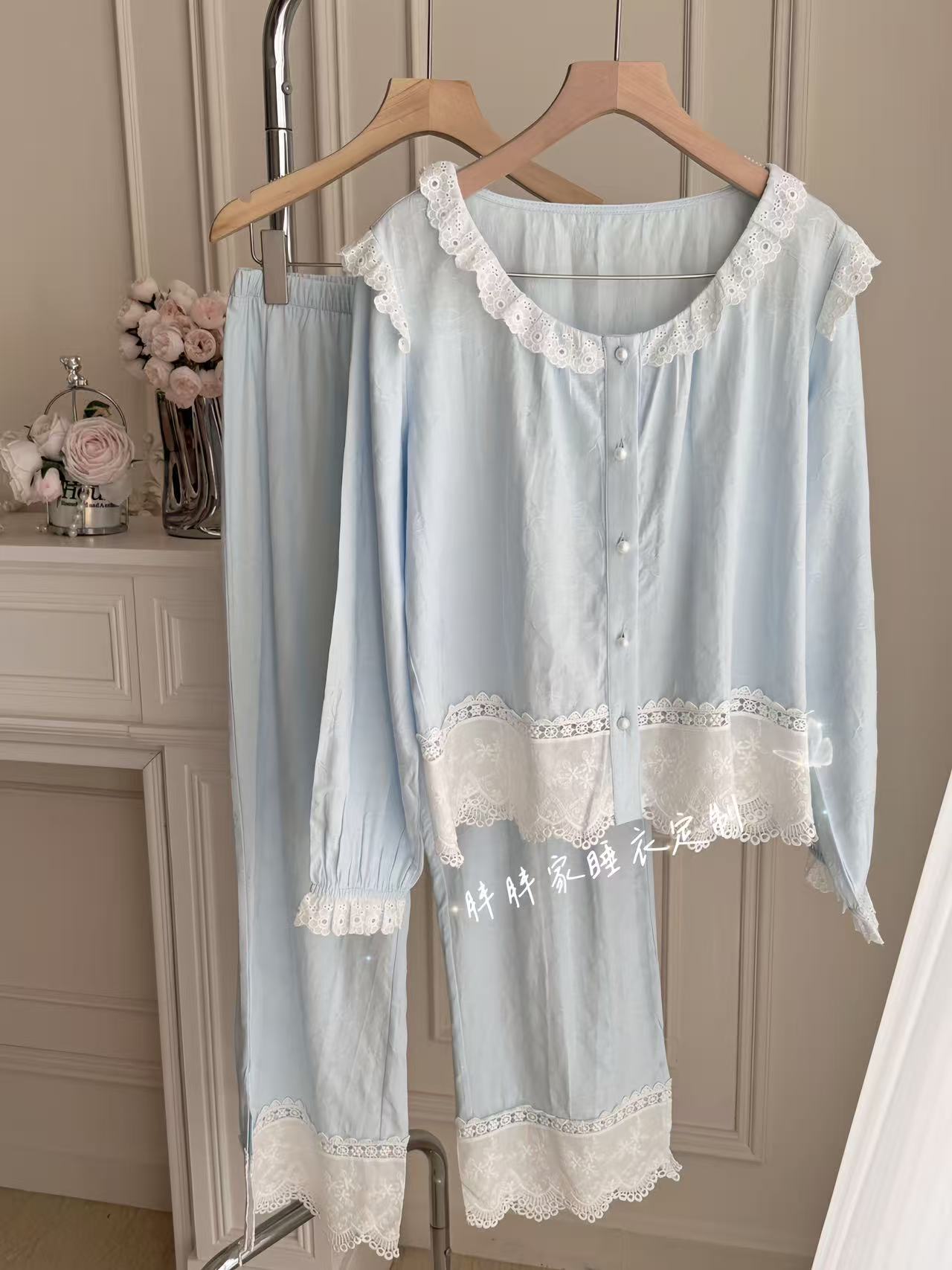 【海盐情书】显瘦春秋季棉宽松纯欲显白简约款长袖家居服可外穿