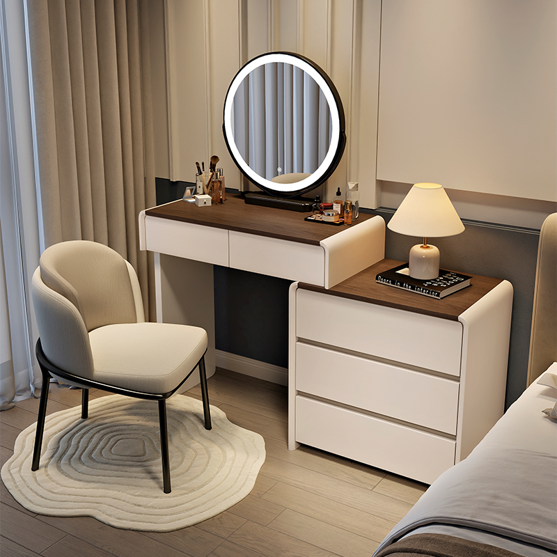 全实木梳妆台意式极简斗柜一体高级感卧室简约现代2024新款化妆桌