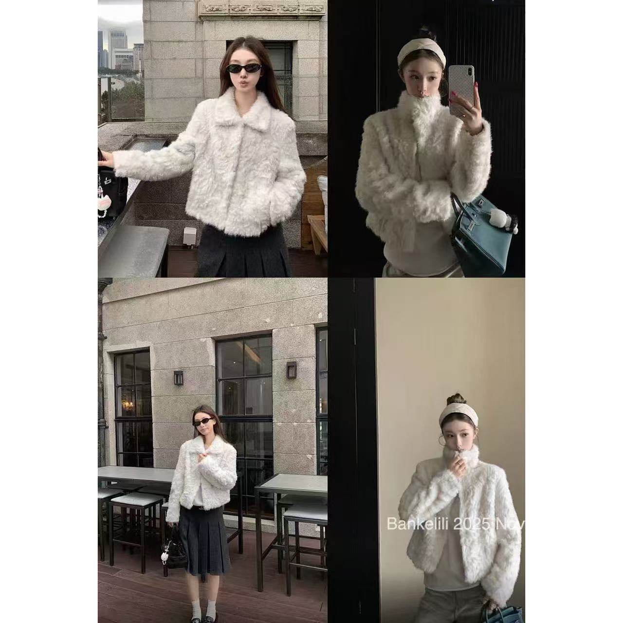 “甜心绒雾”翻领环保仿小湖羊皮毛一体毛毛短外套