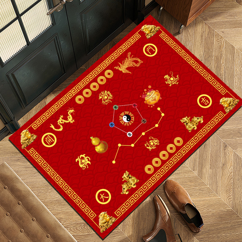 2026年过年入户门地垫红色家用进门口地垫防滑踩脚垫门厅蹭灰地毯