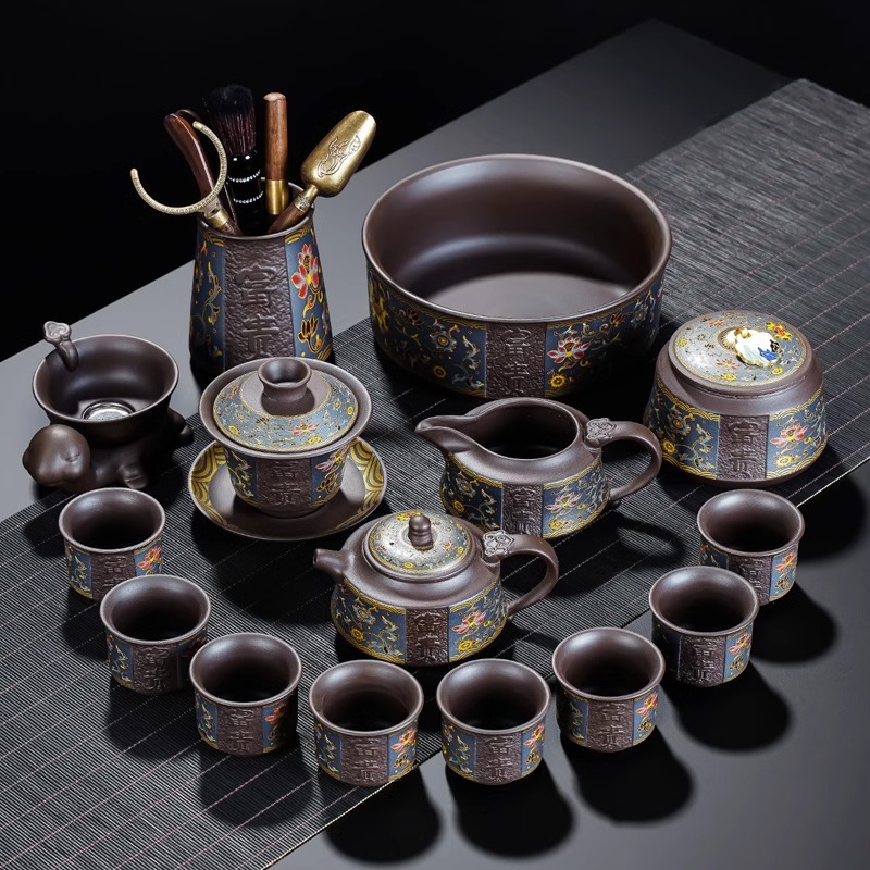 2025新款紫砂功夫茶具套装家用轻奢高档泡茶壶茶杯茶盘办公室会客