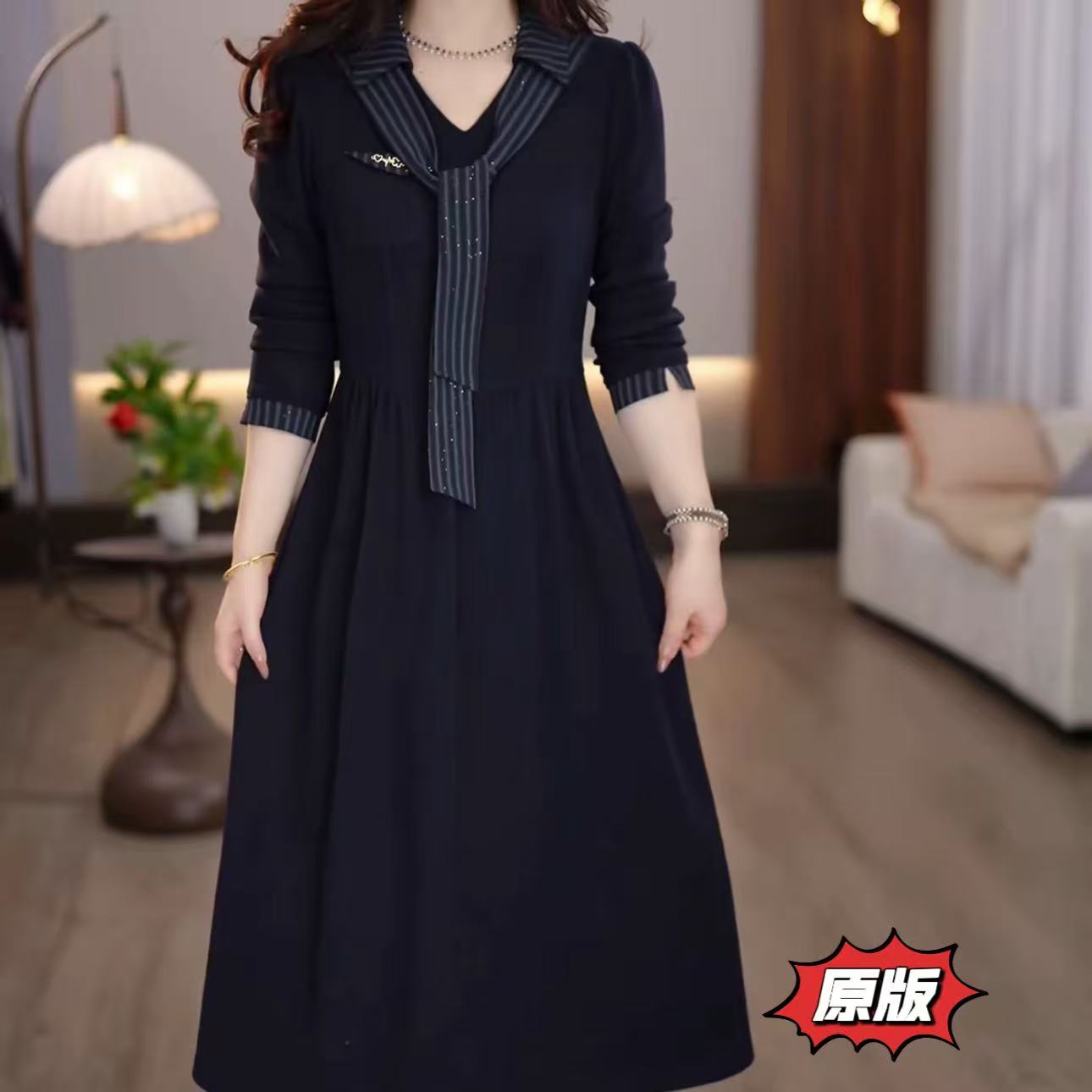 高档软精纺时尚女装连衣裙2025秋季新款宽松显瘦洋气轻奢减龄裙子