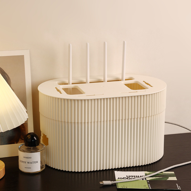 贝汉美奶油风路由器wifi收纳盒电视机顶盒隐藏置物架客厅装饰摆件