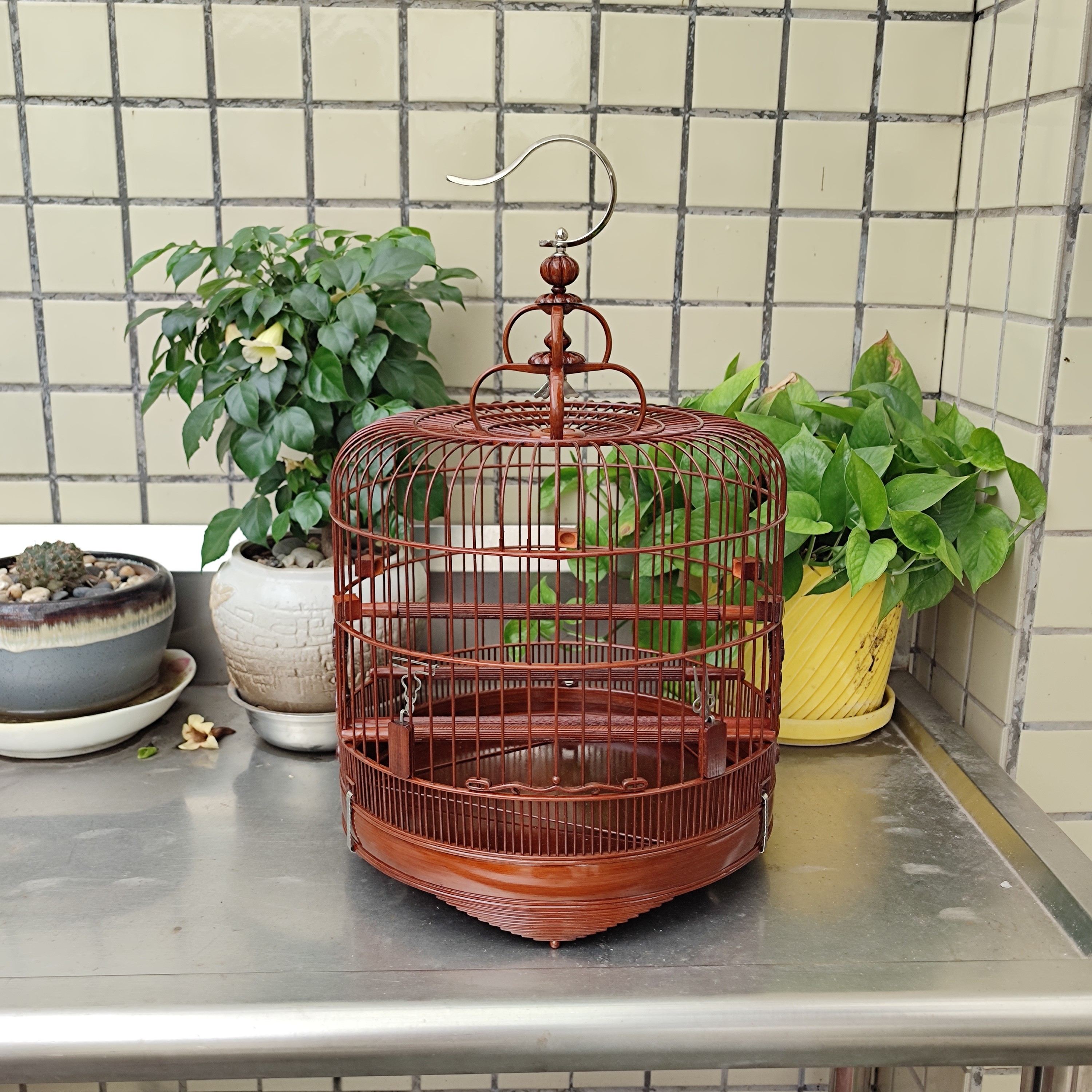 高档两用内径27/28靛颏仙鹟歌鸲大金黄生漆杂鸟笼清远鸟笼广笼