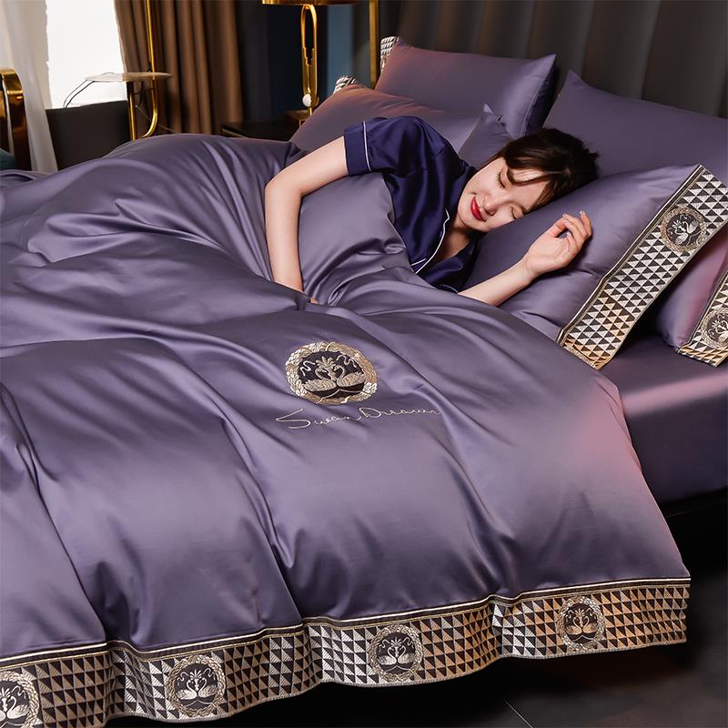 水星高端家纺春夏新款长绒棉纯棉四件式全棉轻奢高级南通丝滑床上