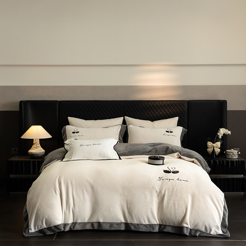 【笑笑姐专属】芭蕾梦绣花宽边高克重绣花牛奶绒四件套244JT271