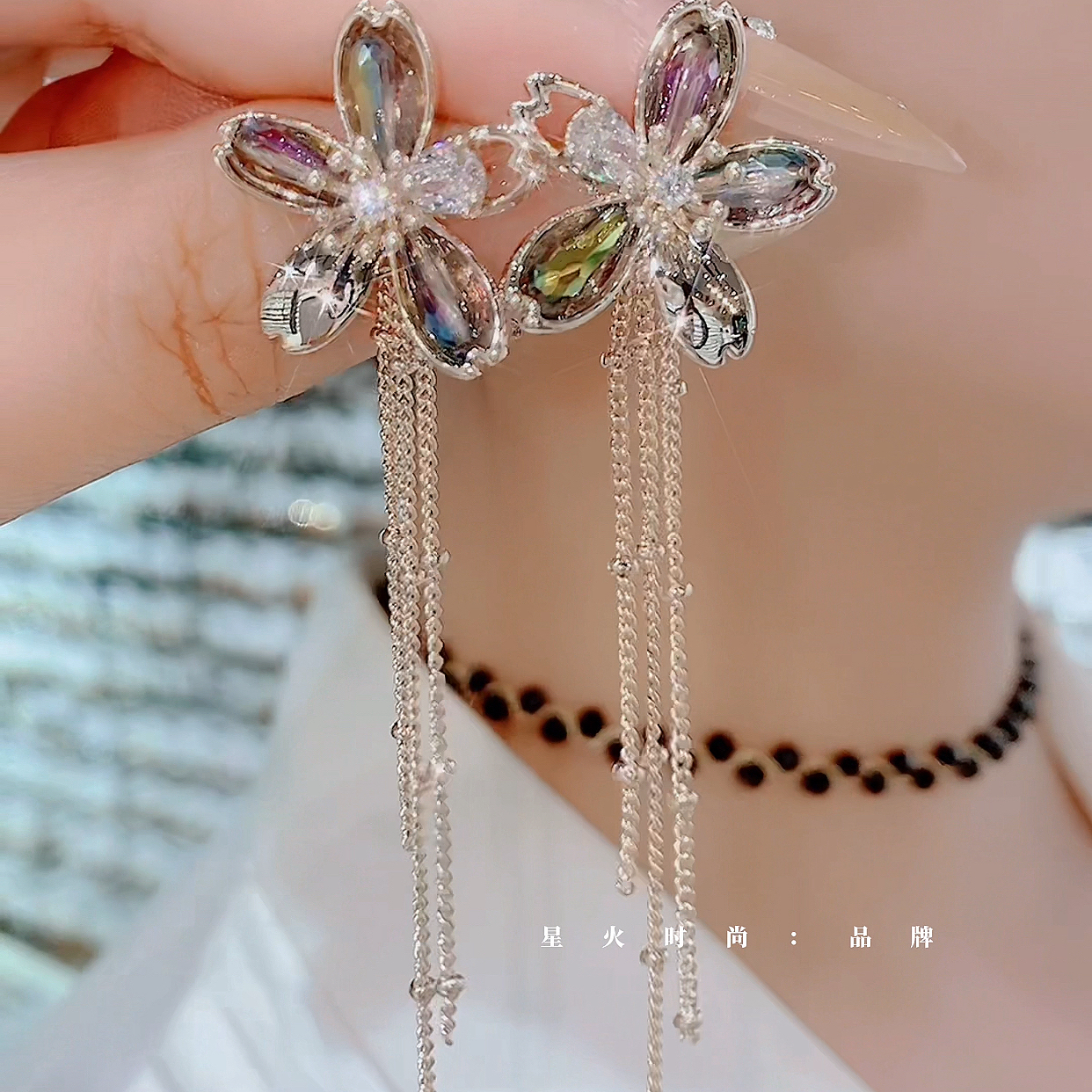 铜合金亚克力耳饰 轻奢-新品S925银针秋冬爆款时尚洋气高级耳环