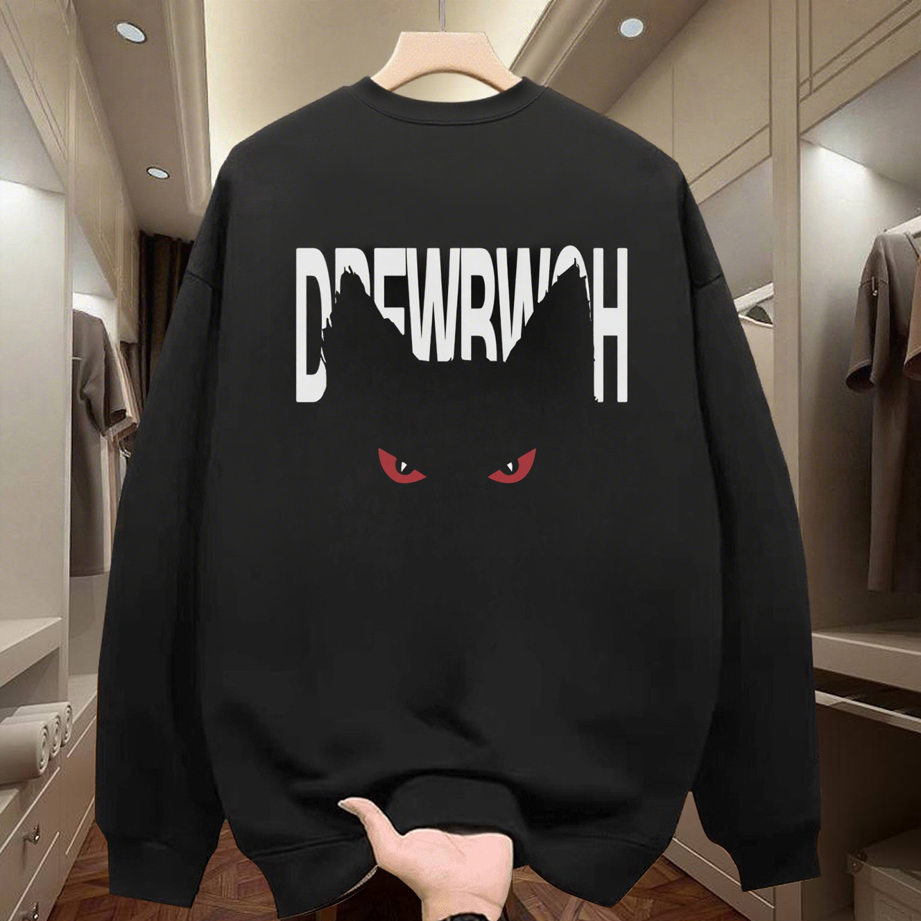 特大码300斤秋冬季新款男女装美式潮牌圆领卫衣痞帅字母印花长袖