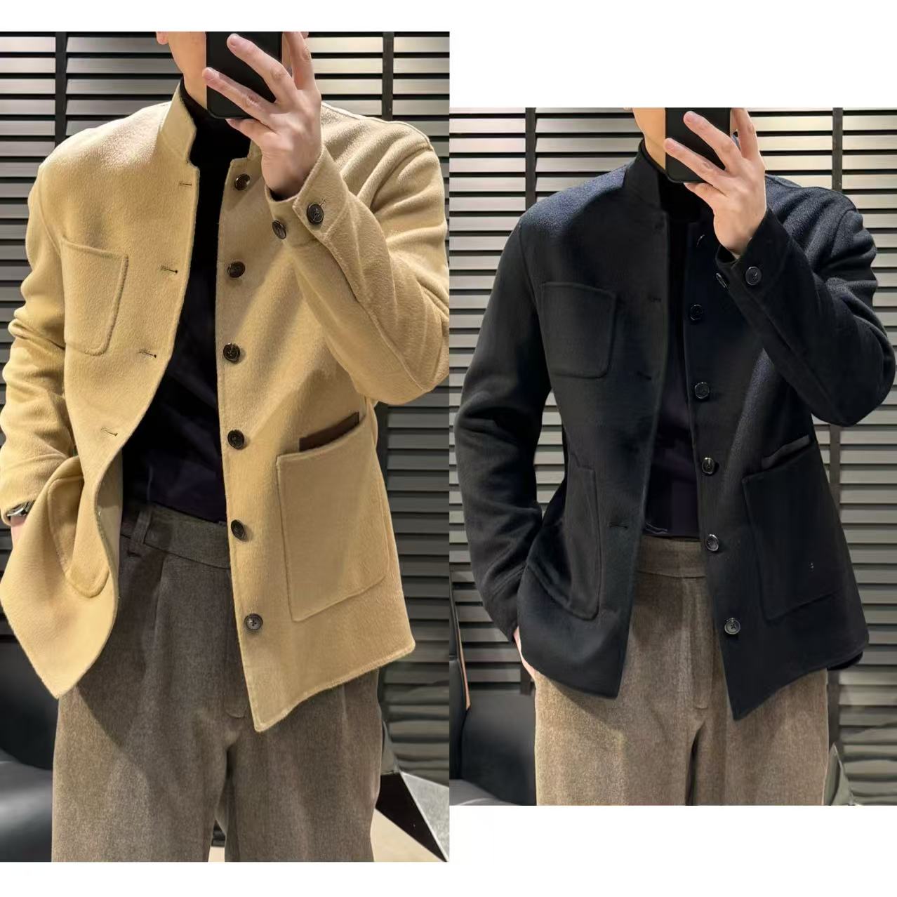 【新贵OLDMQNEY】秋季新款100羊毛双面呢简约高级感伯爵领外套