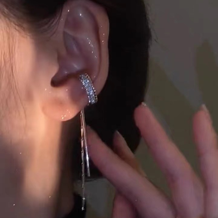 耳夹    轻奢流苏耳骨夹无耳洞简约气质长款小众耳环新款设计感