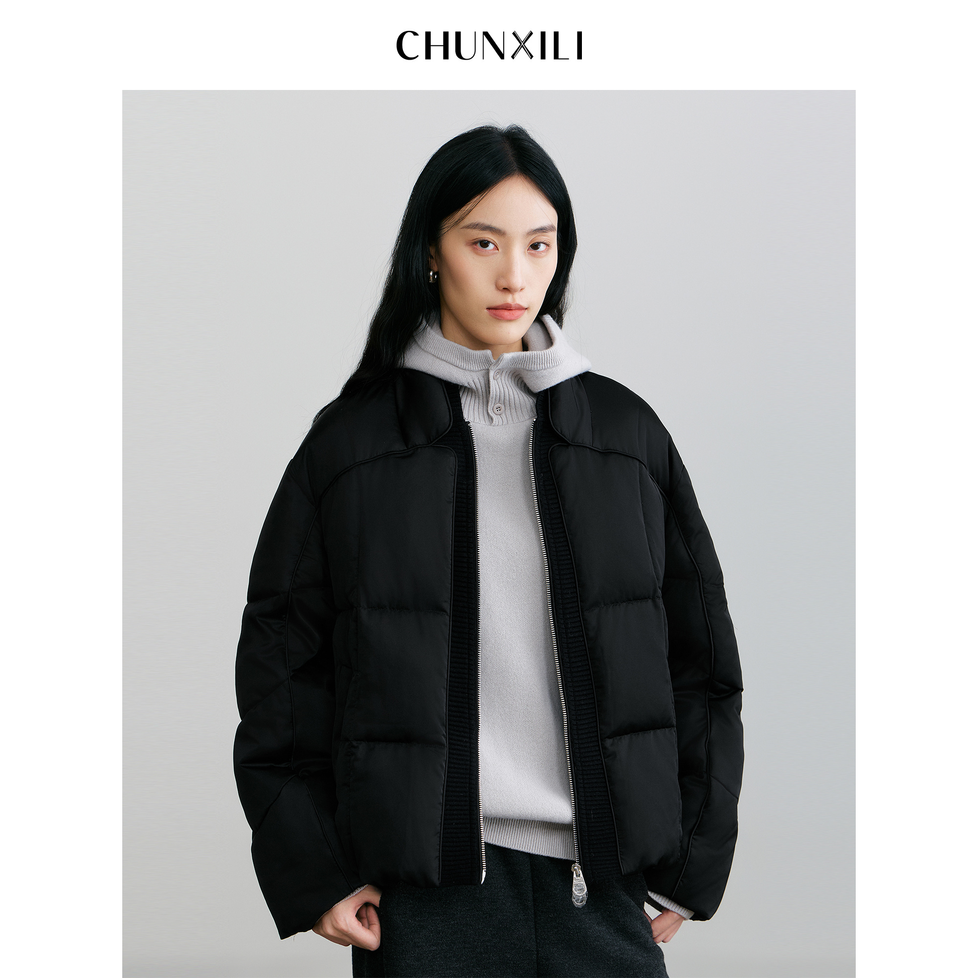 【拼接绒服 】CHUNXILI/春熙里加厚保暖白鹅绒 羽绒服D00YR54038