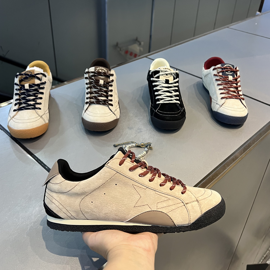 2025秋季男款拼色平跟板鞋休闲车缝线休闲鞋时尚潮鞋复古潮流低帮