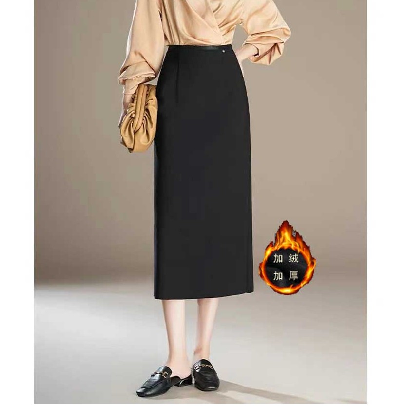 【两个裙长】加绒加厚秋冬季半身裙百搭小个子中长款一步裙气质款