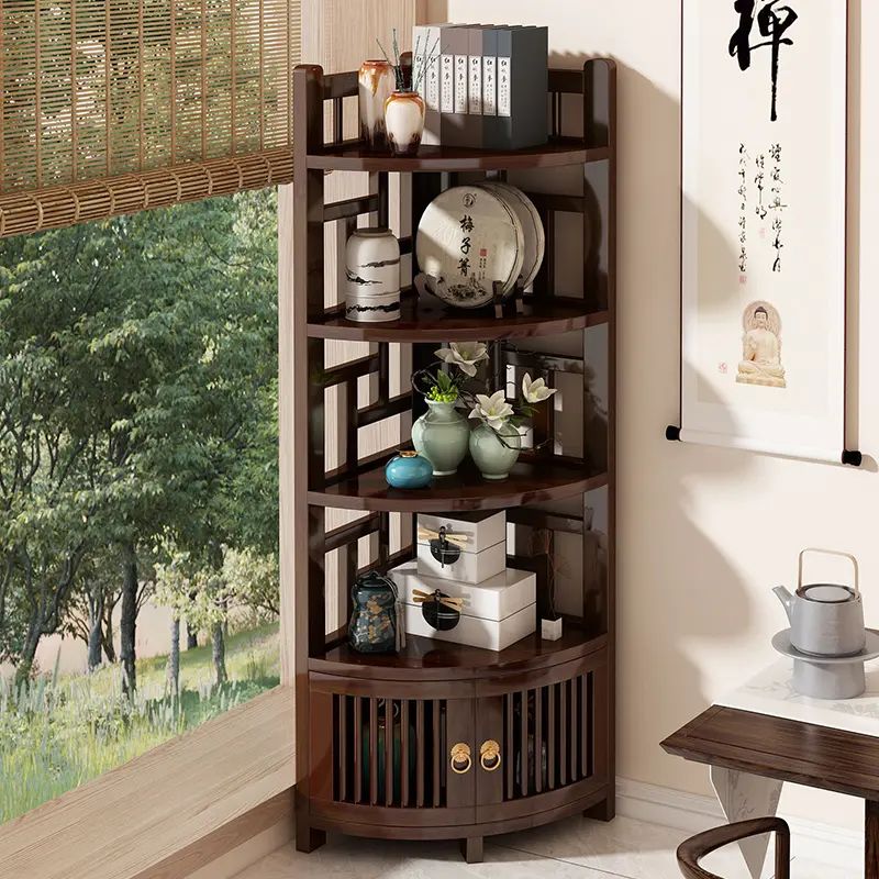 博古架新中式转角置物架茶室多层茶具收纳架角落摆件架茶叶博物架