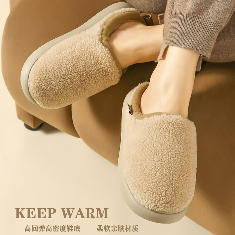 新款小面包毛毛抗菌棉拖鞋情侣居家2025冬保暖防滑男女棉拖8830