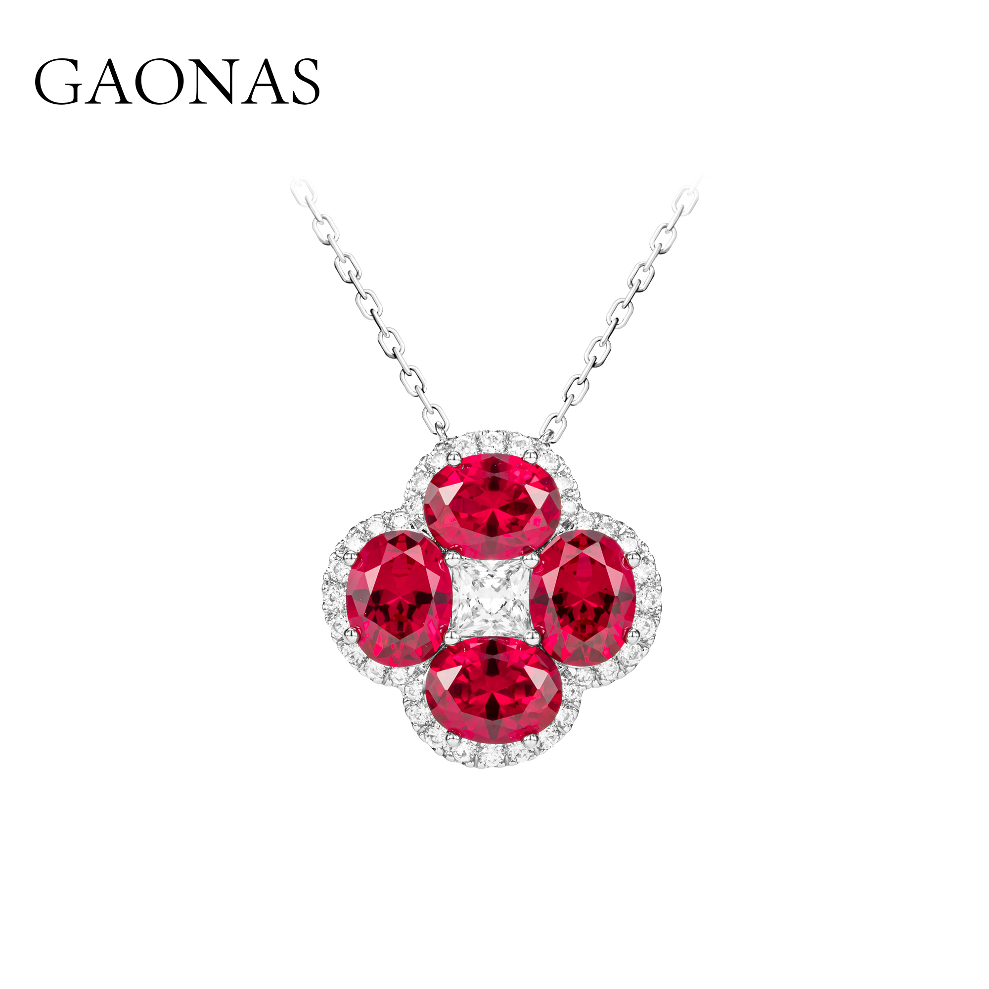 GAONAS 铜合金合成锆石项链 圣诞红 秋冬贵气百搭红色项链11791XR