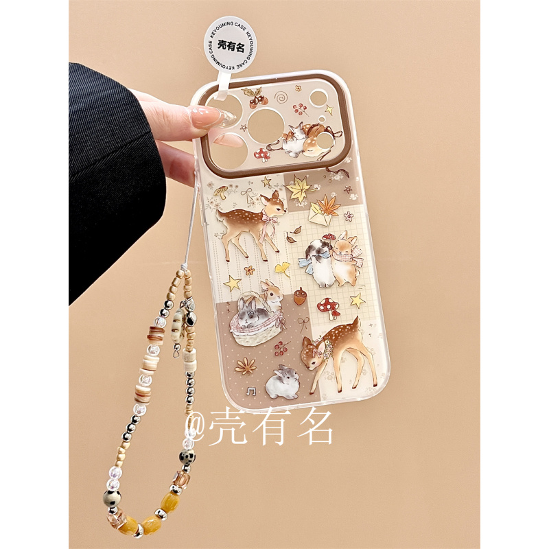 卡通可爱森林梅花鹿兔子手链条适用苹果17手机壳iPhone16/15/14新