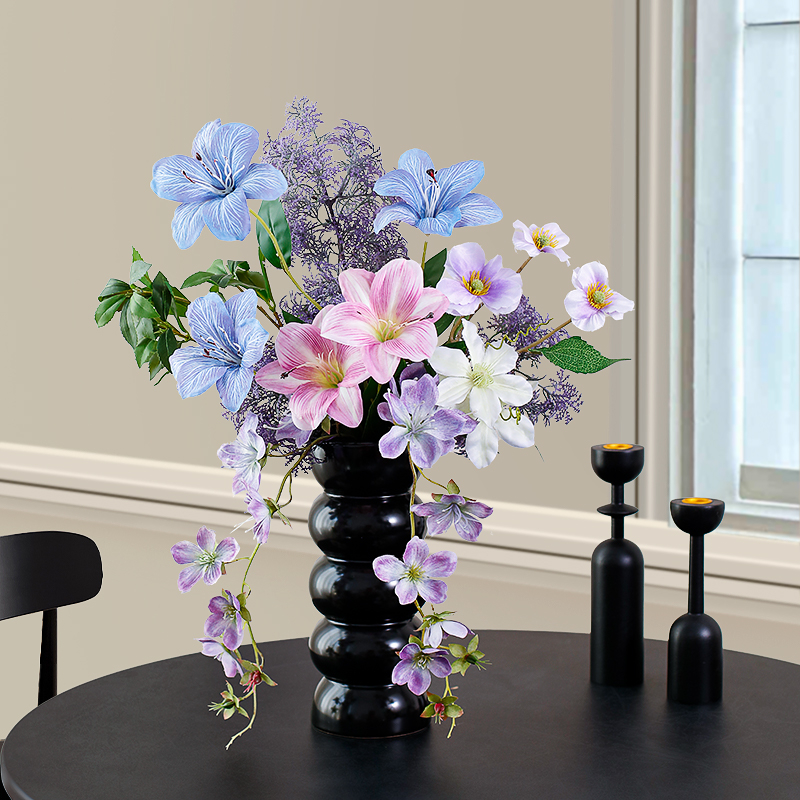 莫奈色系紫色瓶客厅卧室餐桌摆件花艺软转仿真花假花仿真花高级感