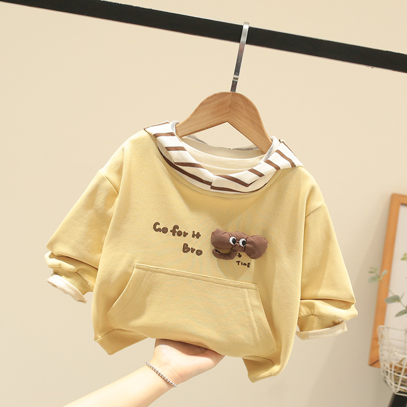 童装卫衣男女童春秋新款连帽打底衫宝宝洋气上衣儿童一体绒衣服