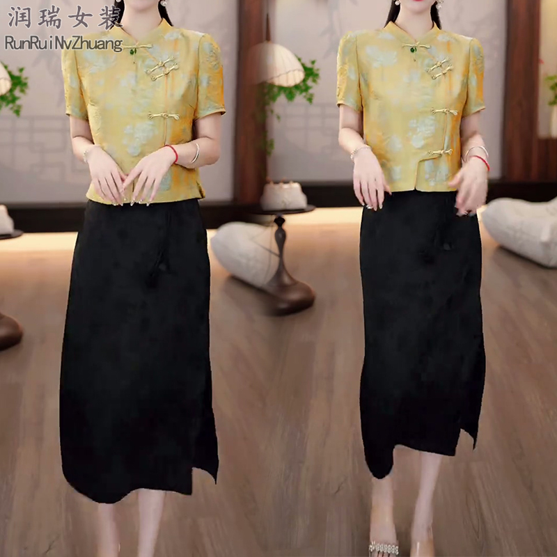 时尚套装网红女装新中式时尚连衣裙中国风轻熟风气质2025两件套潮