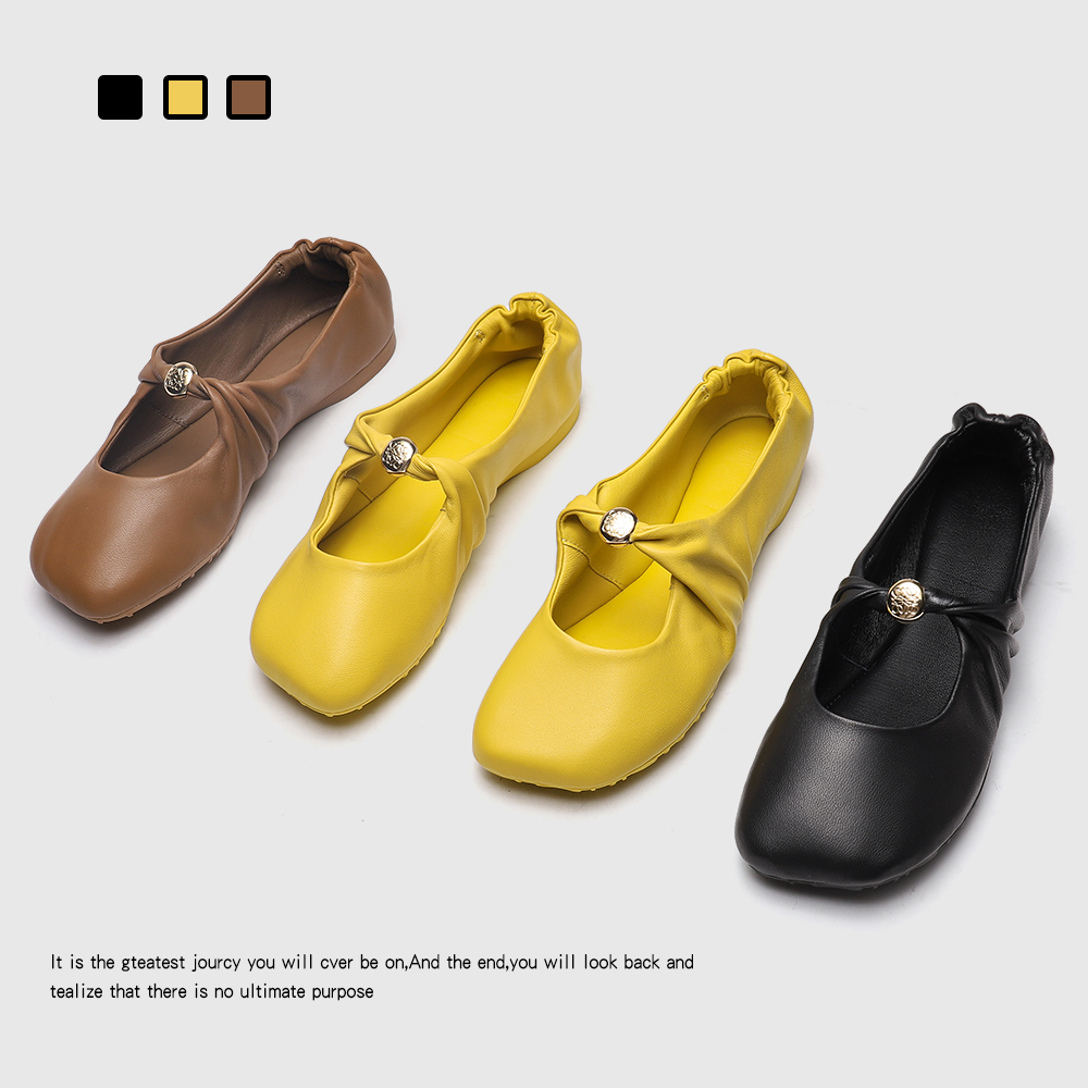 罗家同款羊皮版百搭玛丽珍鞋方头法式芭蕾舞鞋浅口孕妇平底单鞋