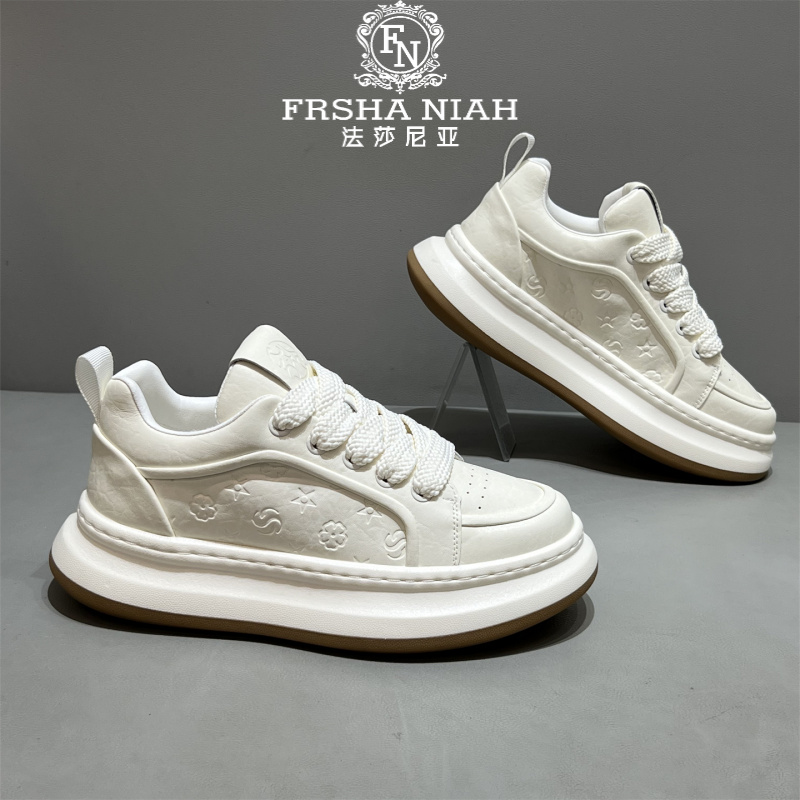 法莎尼亚新款印花小白鞋时尚潮流耐磨增高男鞋轻奢软底防滑休闲鞋