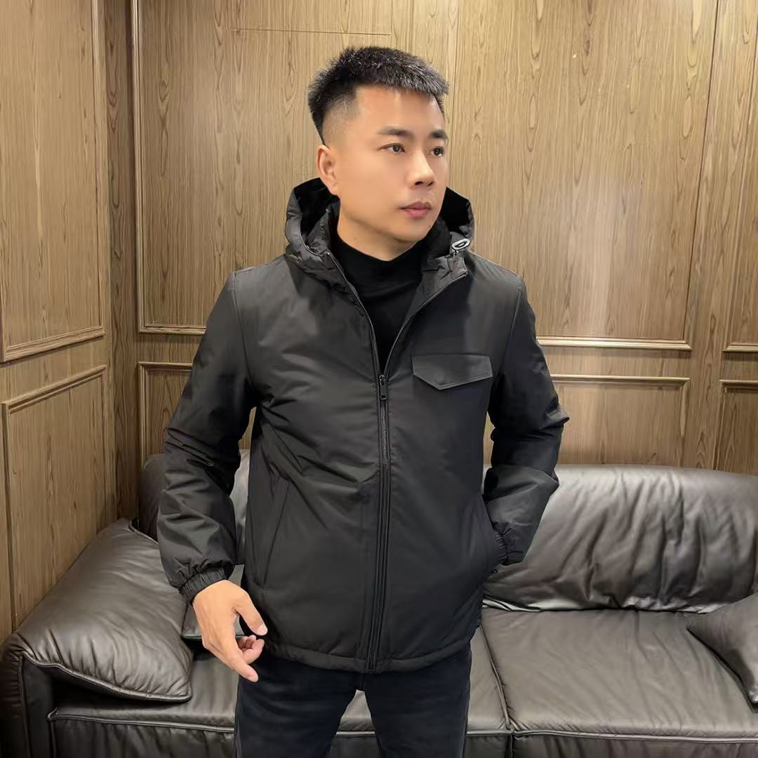 25秋冬310男士商务休闲连帽简约经典百搭保暖棉服夹克外套