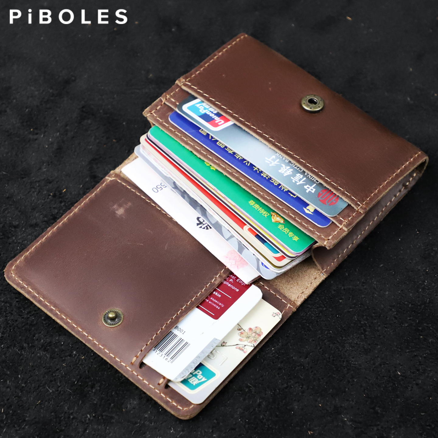 手工复古疯马皮钱包男士真皮短款钱夹头层牛皮简约做旧零钱包卡包