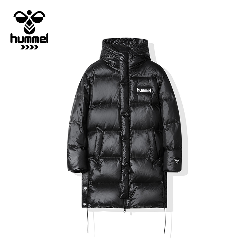 HUMMEL户外秋冬运动休闲加厚羽绒服宽松中长款防寒保暖冬季连帽