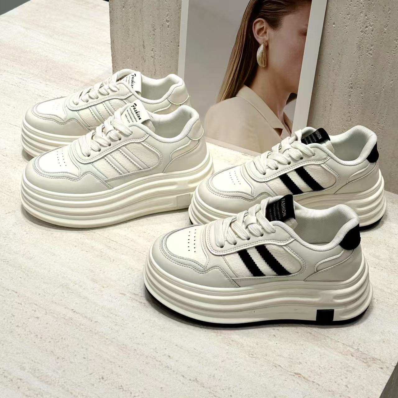 【新疆顺丰包邮】2025拼色百搭厚底休闲运动鞋小白鞋JXL006