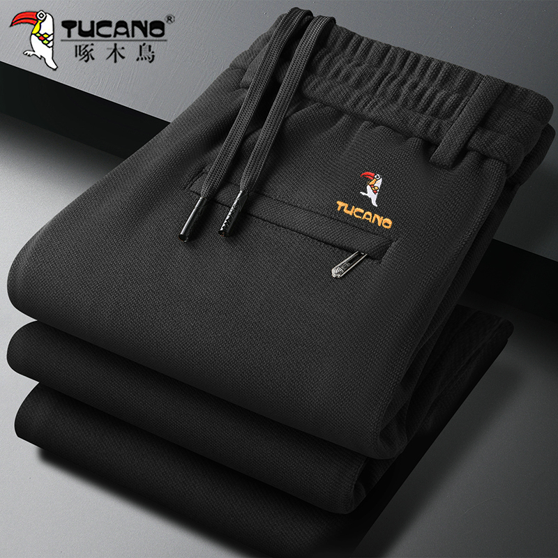 TUCANO/啄木鳥秋冬款男士加厚加绒休闲裤宽松直筒运动弹力男裤子