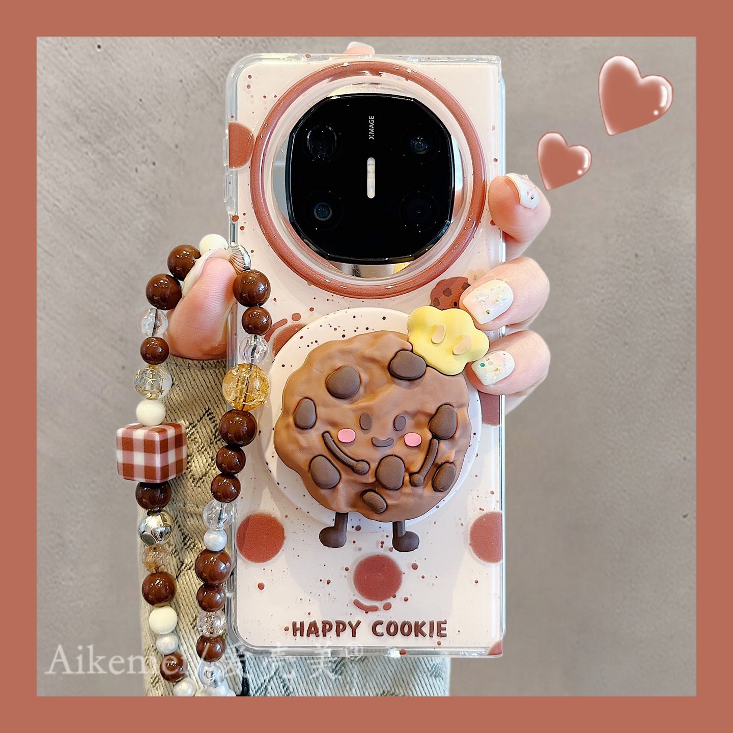 适用华为mateX6折叠屏手机壳MateX5典藏版棕色波点X3饼干磁吸支架