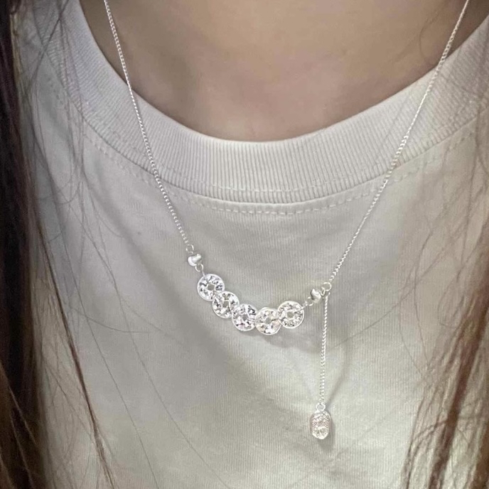 坠链均足银 足银999.9银色五帝钱项链