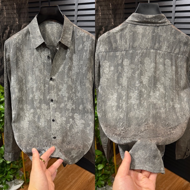 8924欧货男士重磅提花工艺男士翻领衬衫穿搭青春潮流时尚穿搭