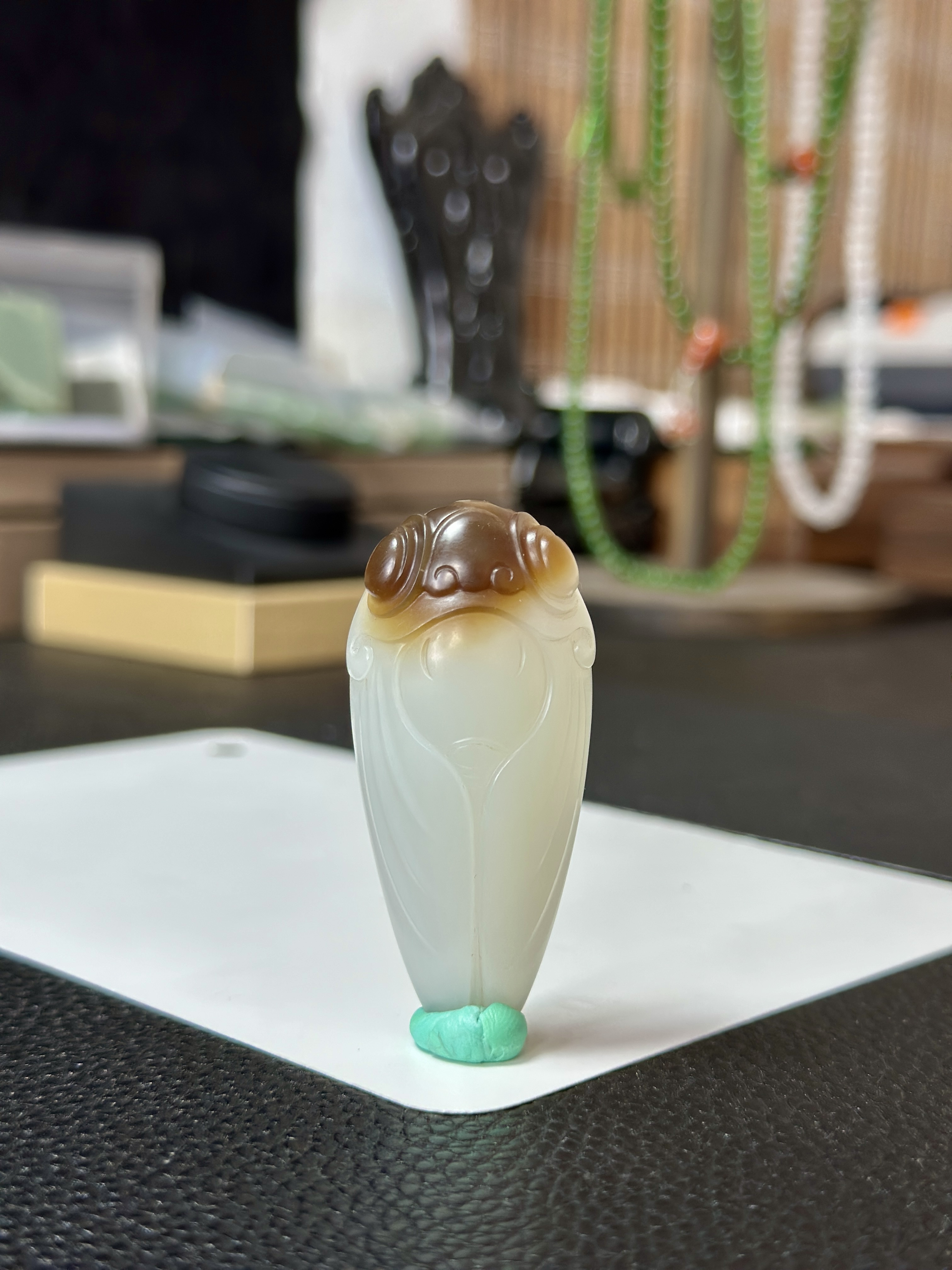 【新疆料】和田玉新疆且末金山糖白 蝉 鸿运当头一鸣惊人 一鸣惊人