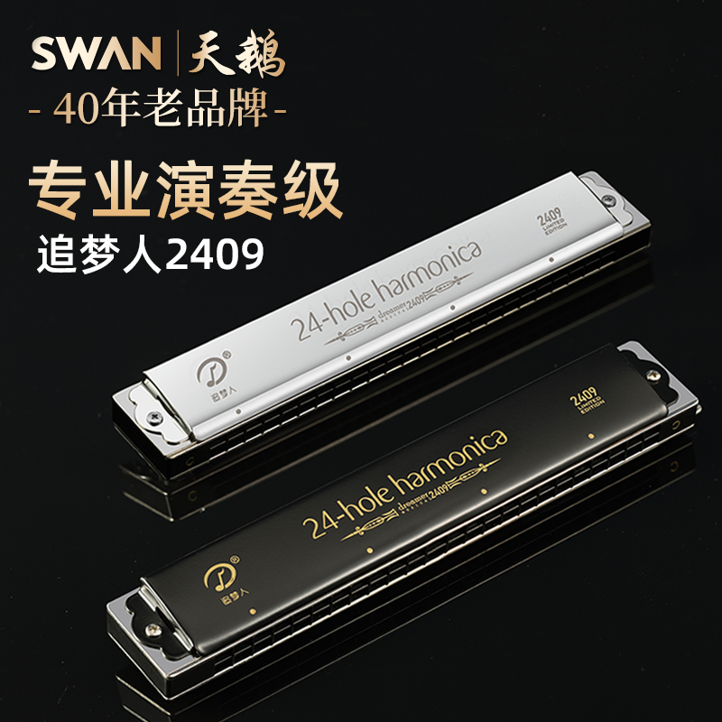 2409追梦人口琴复音C调24孔初学者入门g专用儿童专业演奏乐器正品