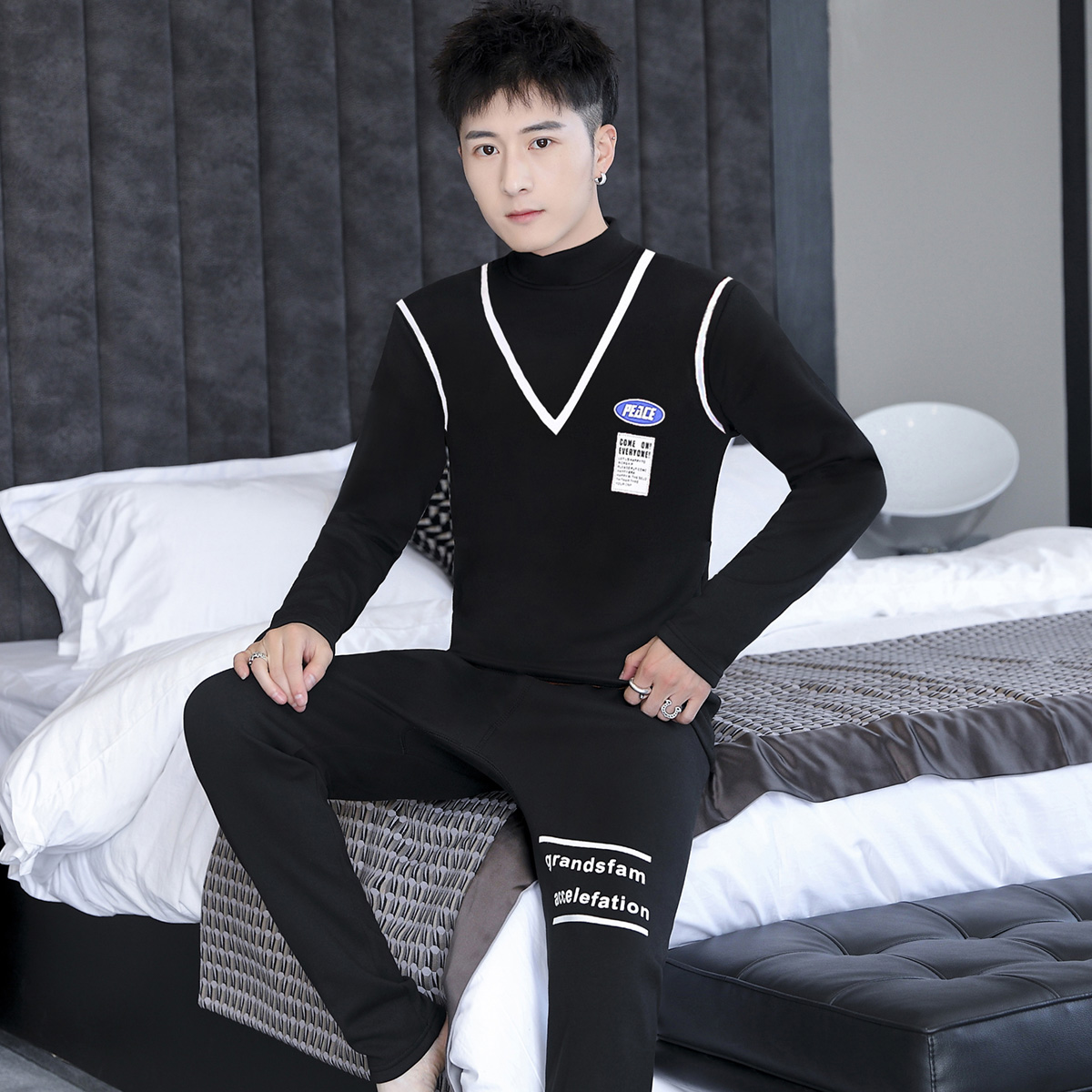 保暖内衣男套装秋冬季加绒加厚男士秋衣秋裤可外穿青年潮流打底衫