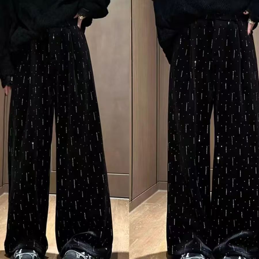 6020流星雨亮钻洋气加绒阔腿裤