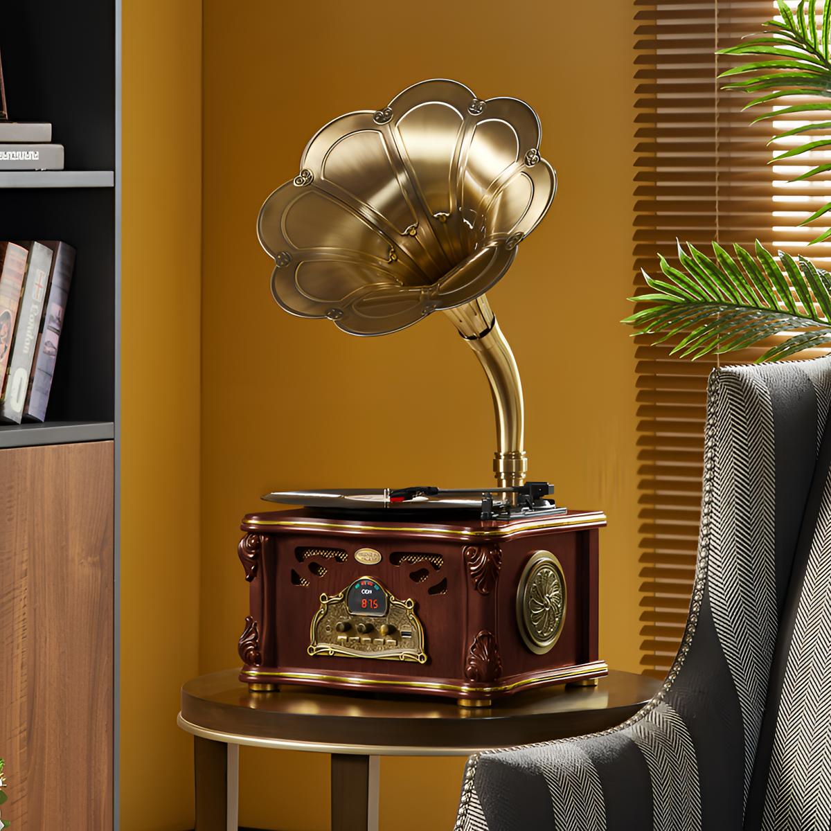 ODN/欧蒂诺黑胶唱片机唱片机多功能老式小型桌面台式复古欧式