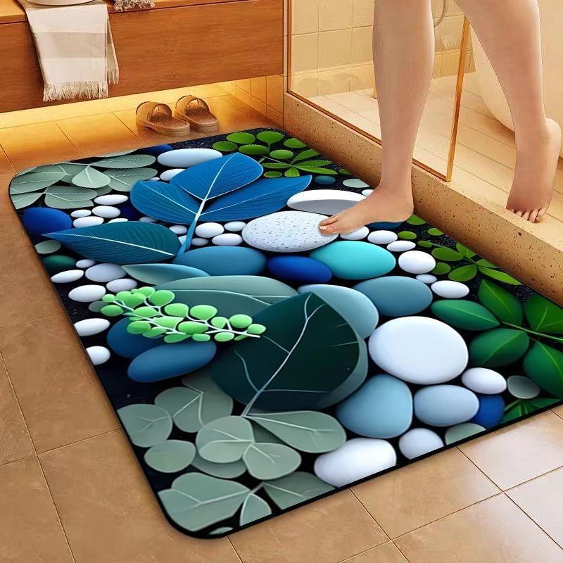硅藻泥5D立体吸水防滑垫家用卧室卫生间洗手台浴室入户门垫门厅