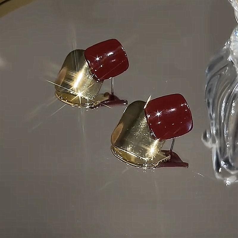 耳环2025新爆款高级感耳饰耳饰拼接色菱形耳坠时尚轻奢精致小众设