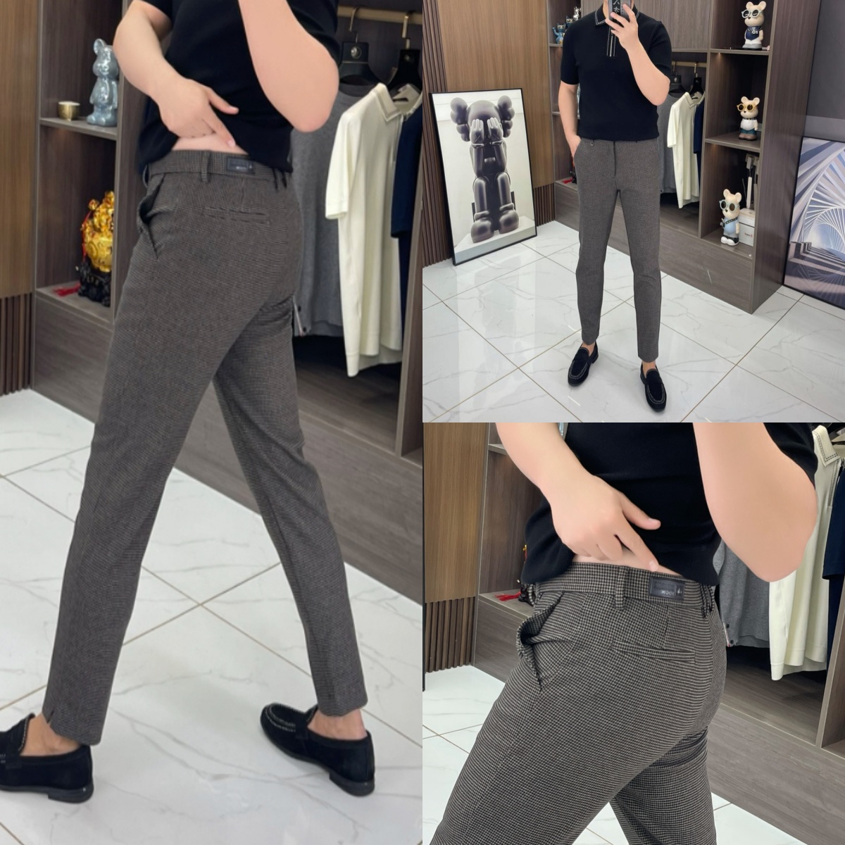 9738-12冬季男士千鸟格九分裤立体剪裁休闲裤韩版弹力小脚裤