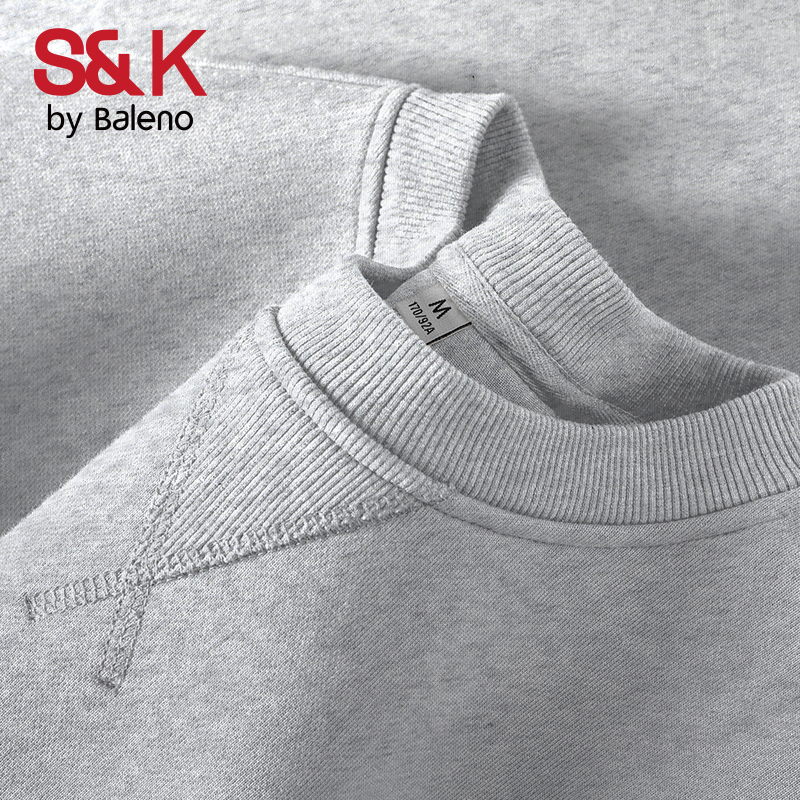 班尼路S&K系列重磅卫衣男春季新款倒三角领口套头衫男款宽松上衣B