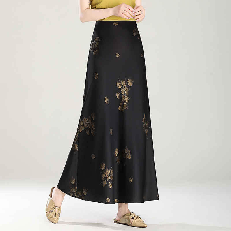 复古印花高腰显瘦A字裙2025春季新款高级感气质中长半身裙